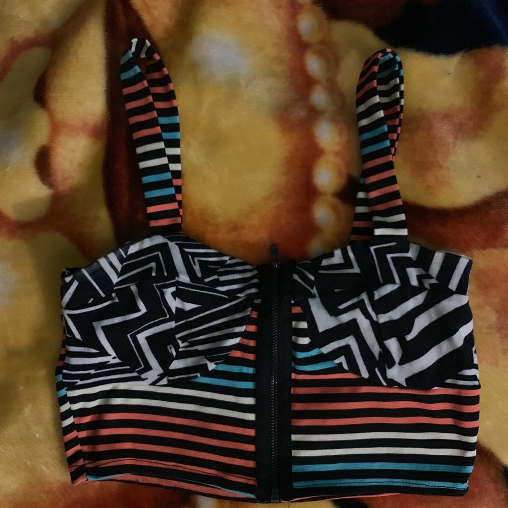 Colorful zip crop top / bralette